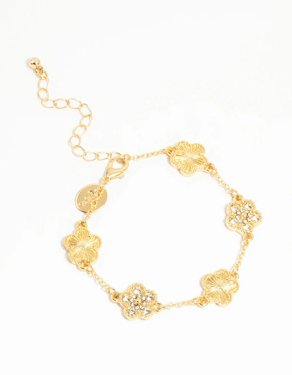 Bracelet Fleur en Laiton Plaqué Or