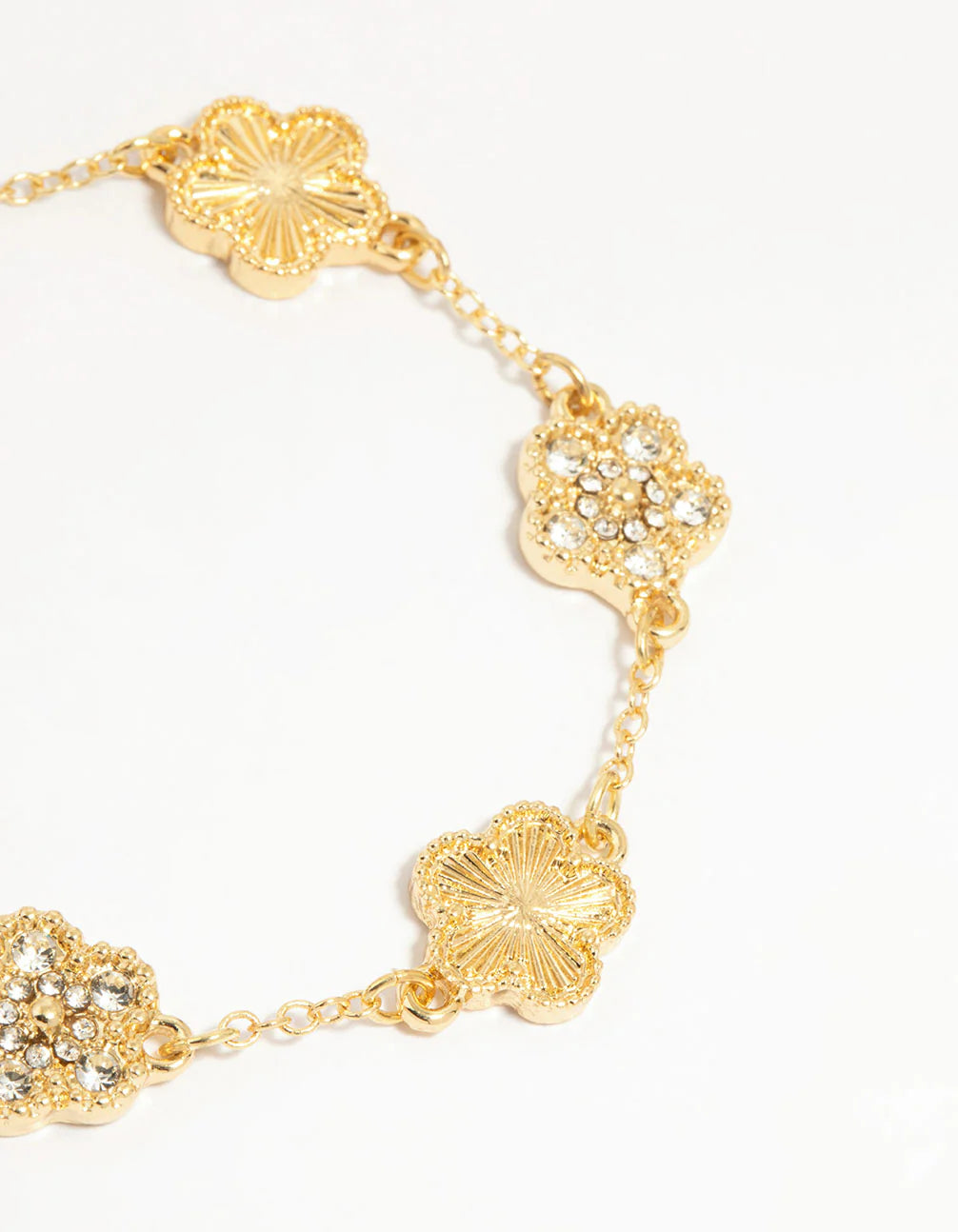 Bracelet Fleur en Laiton Plaqué Or