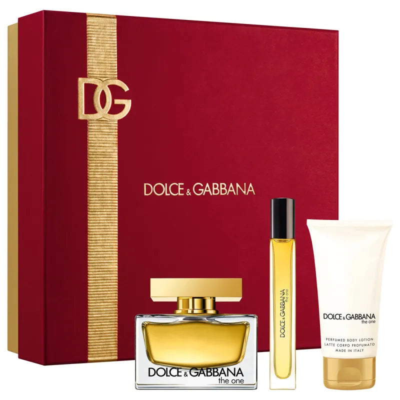 Dolce & Gabbana - Coffret For Her The One pour femme - Eau De Parfum The One 75 ml + lait de corps 75ml + Vaporisateur pour voyage 10 ml